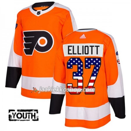 Lapsille NHL Philadelphia Flyers Pelipaita Brian Elliott 37 Adidas 2017-2018 Oranssi USA Flag Fashion Authentic